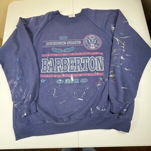 Vintage 1993 Barberton Ohio Sweatshirt Hanes XL 90s Raglan‎ Distressed